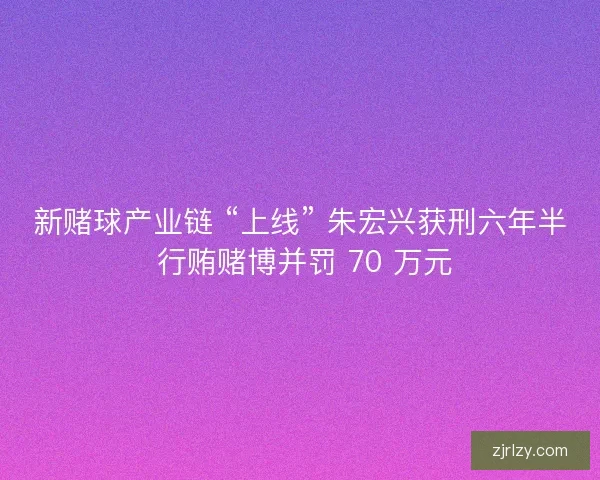 新赌球产业链 “上线” 朱宏兴获刑六年半 行贿赌博并罚 70 万元